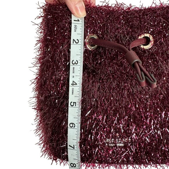 Kate Spade Like TINSEL Burgundy Small Bucket Handbag - Picture 10 of 11